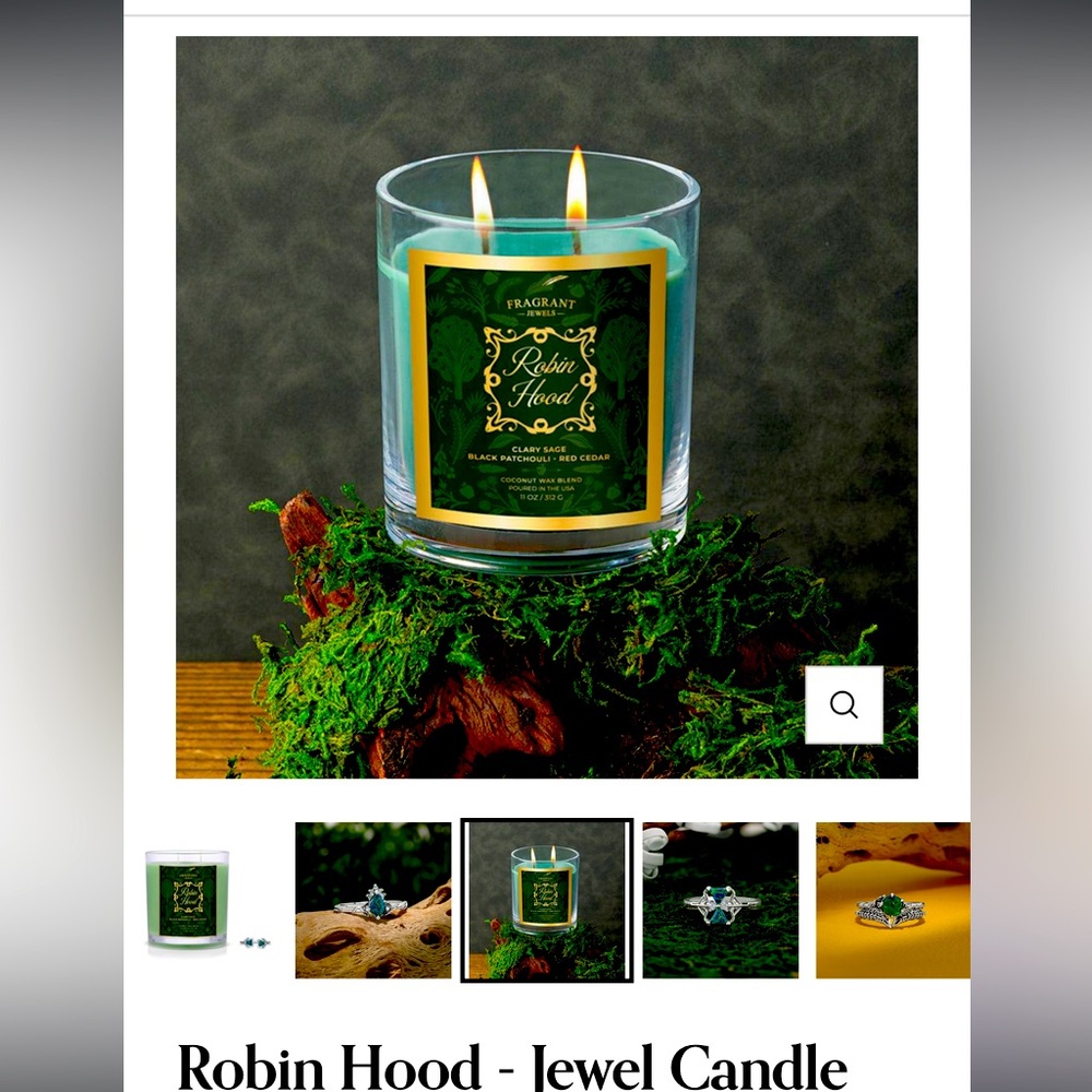 Fragrant Jewels Robin Hood Candle with Size 7 Ring